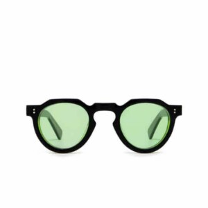 Lunettes de soleil Lesca Crown Panto Vert/Noir 21 – vue trois-quarts