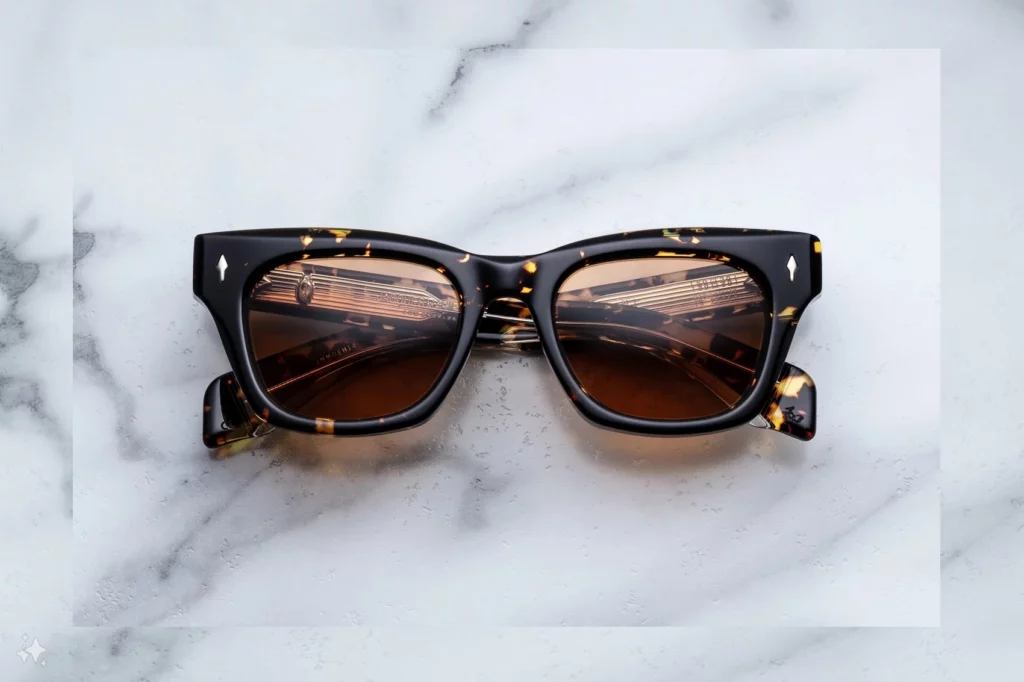 Lunettes de soleil Jacques Marie Mage Dealan Tokyo, acétate havane et verres orange, vue de face 2