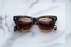 Lunettes de soleil Jacques Marie Mage Dealan Tokyo, acétate havane et verres orange, vue de face 2