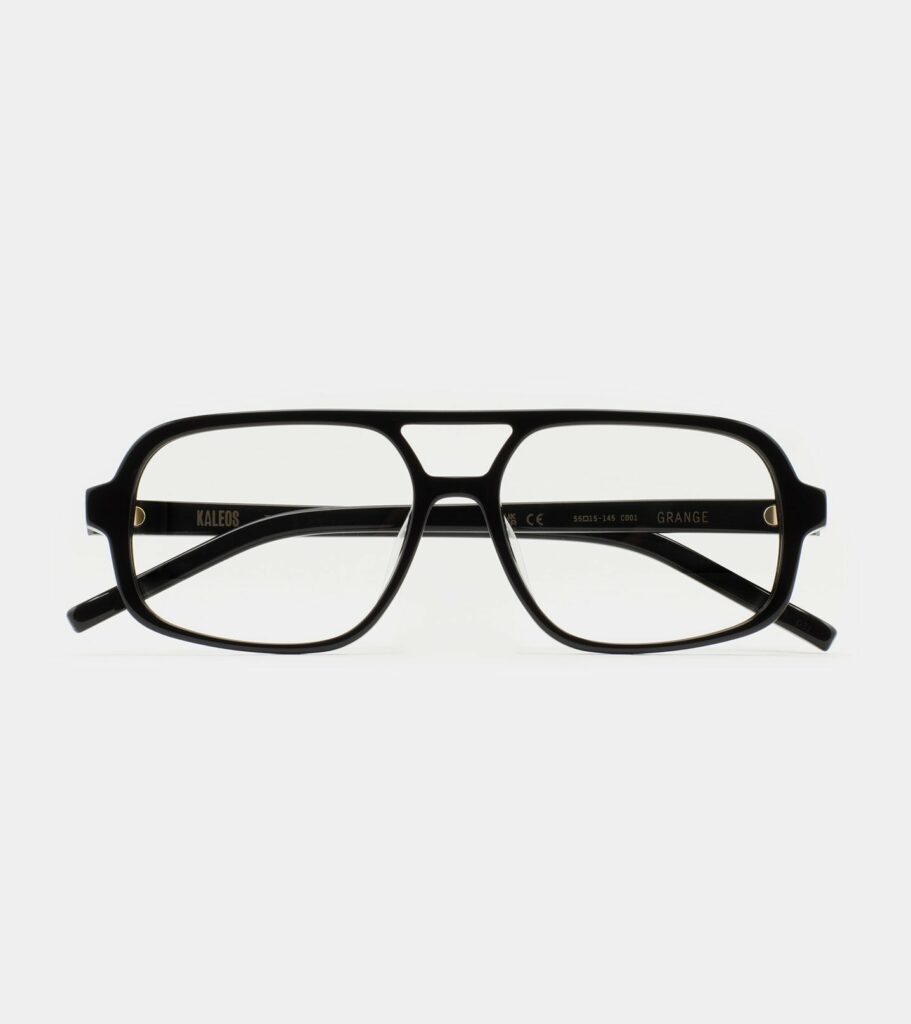 Monture optique Kaleos Grange Noir, vue de face