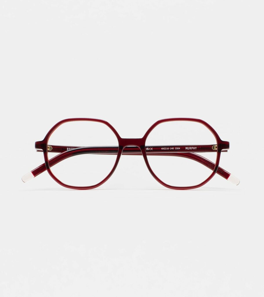Monture optique Kaleos Murphy Bordeaux cristal, vue de face