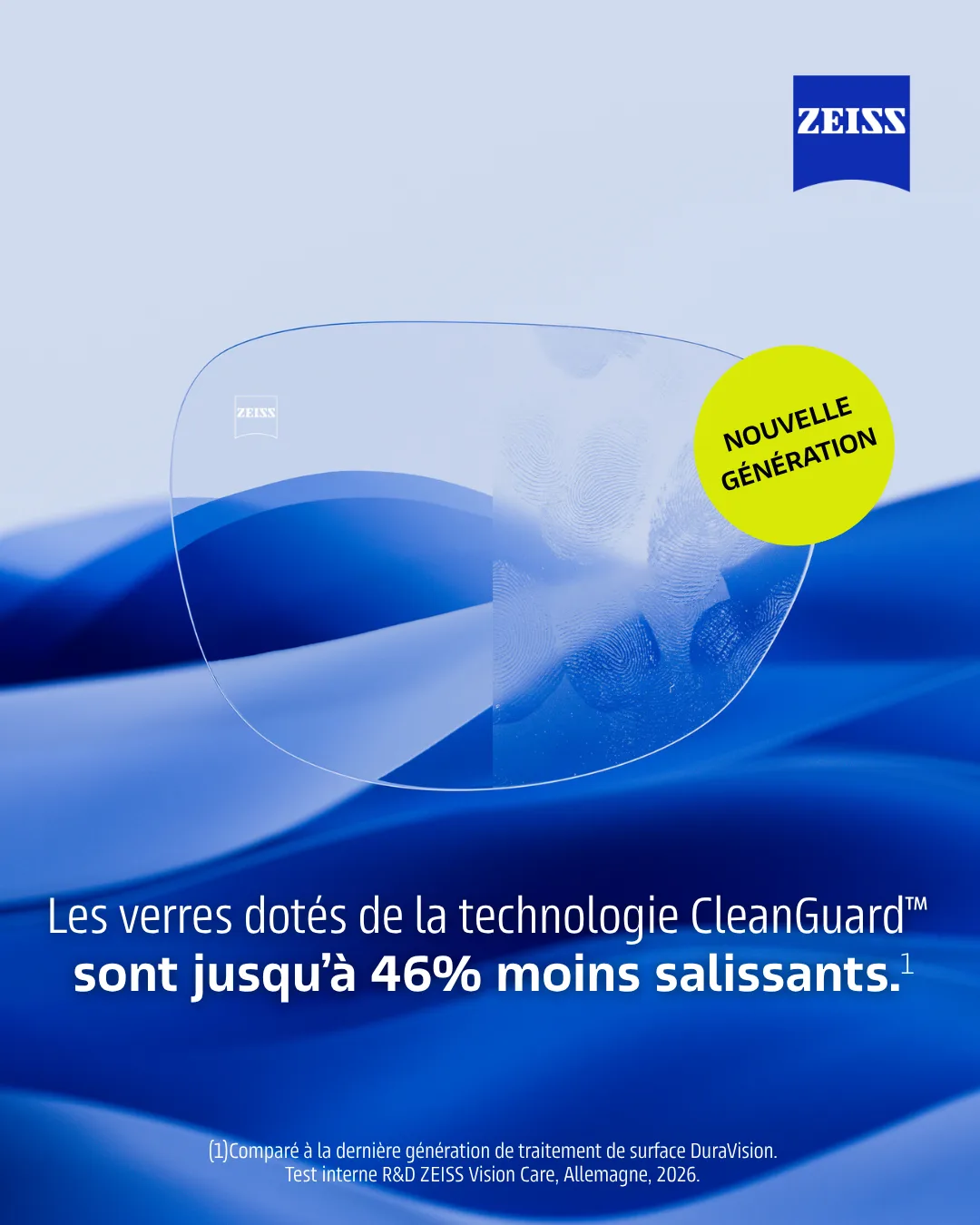 ZEISS CleanGuard – verres jusqu’à 46 % moins salissants