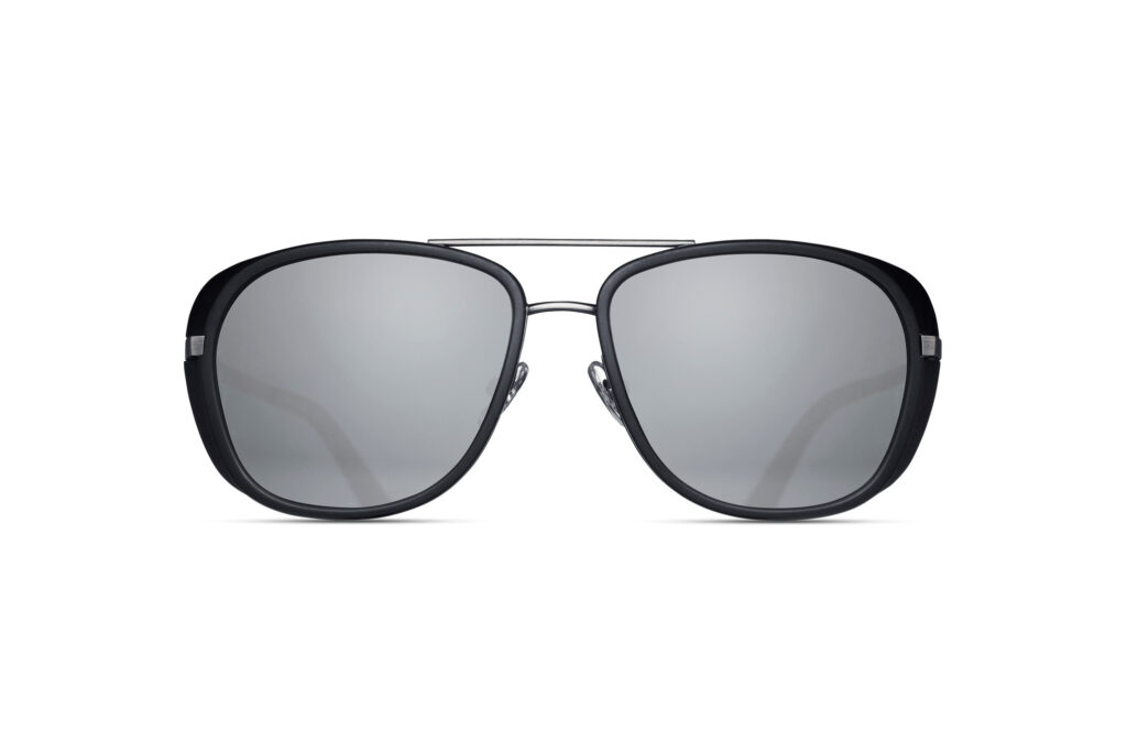 Lunettes de soleil Matsuda M3023 Antique Silver Matte Black vue de face