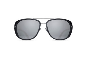 Lunettes de soleil Matsuda M3023 Antique Silver Matte Black vue de face