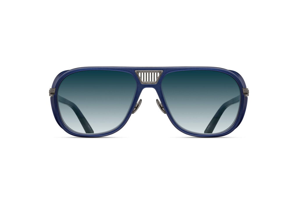 Lunettes de soleil Matsuda M3023-V2 Antique Silver Matte Navy vue de face