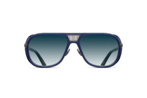 Lunettes de soleil Matsuda M3023-V2 Antique Silver Matte Navy vue de face