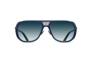 Lunettes de soleil Matsuda M3023-V2 Antique Silver Matte Navy en présentation