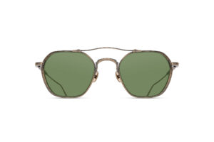 Lunettes de soleil Matsuda M3145 Antique Gold Sage Green vue de face