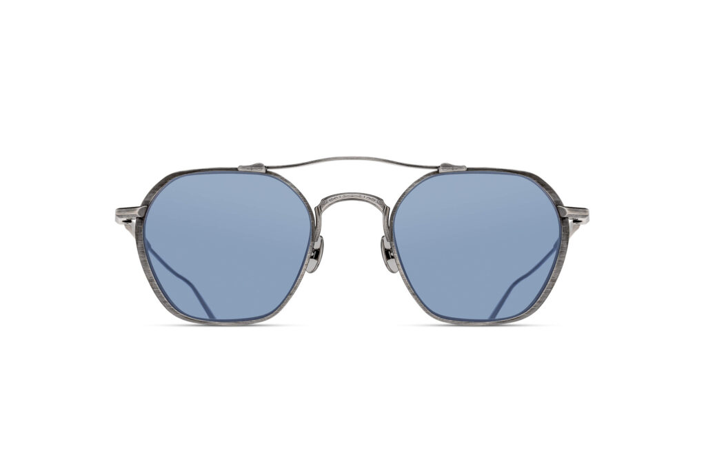 Lunettes de soleil Matsuda M3145 Antique Silver Cobalt Blue vue de face