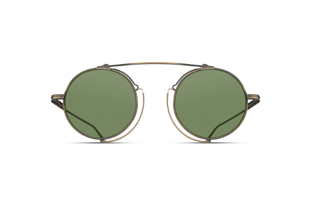 Lunettes de soleil Matsuda M3154 Antique Gold Sage Green vue de face