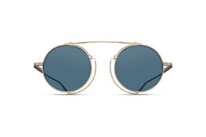 Lunettes de soleil Matsuda M3154 Brushed Gold Blue Grey vue de face