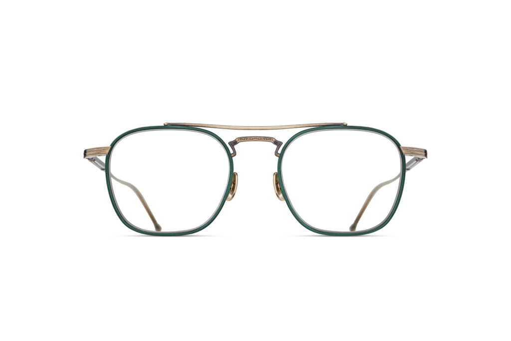Lunettes optiques Matsuda M3157 Antique Gold Bottle Green vue de face
