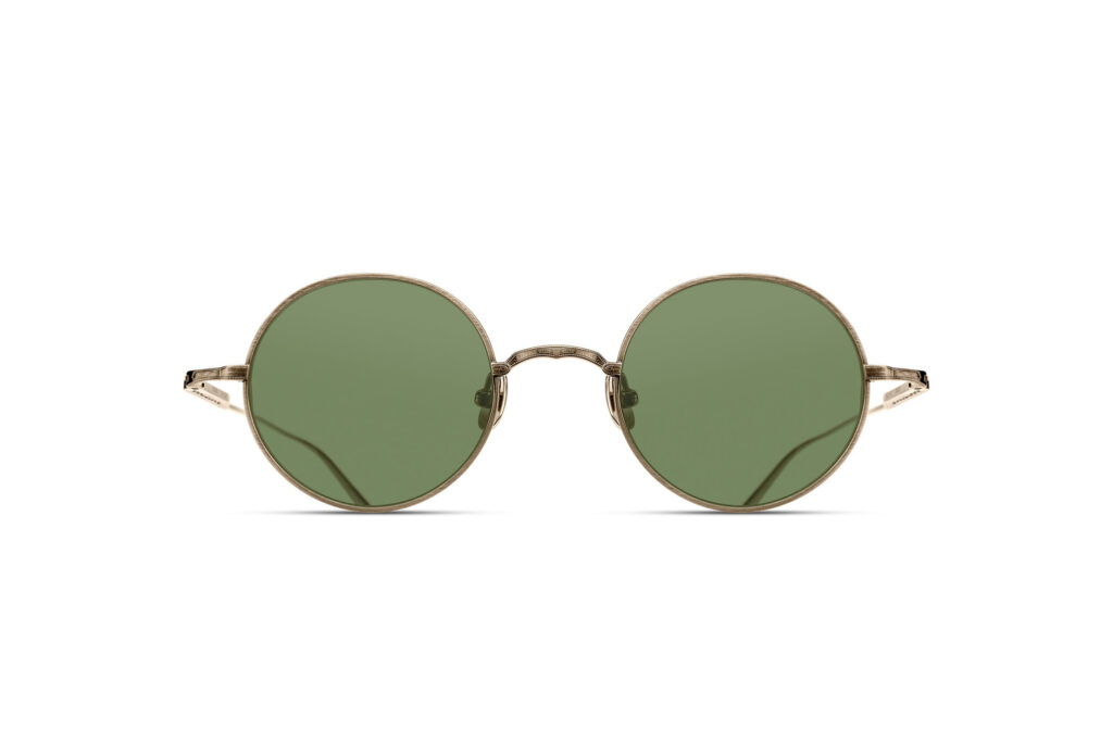 Lunettes de soleil Matsuda M3168 Antique Gold Sage Green vue de face