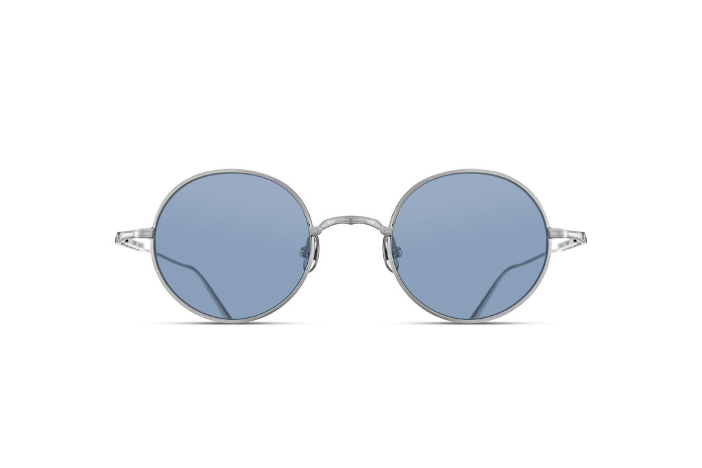 Lunettes de soleil Matsuda M3168 Brushed Silver Cobalt Blue vue de face